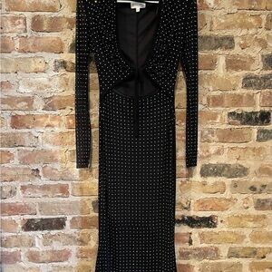 Elegant Black Dress with Mini Rhinestones